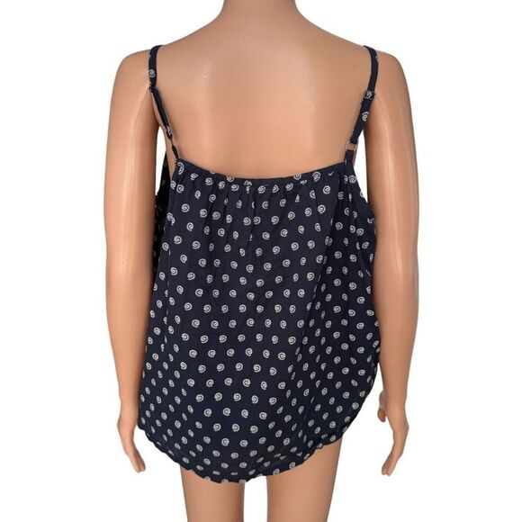 LOFT women's blouse V neck sleeveless navy blue size M 100% cotton - Picture 3 of 7